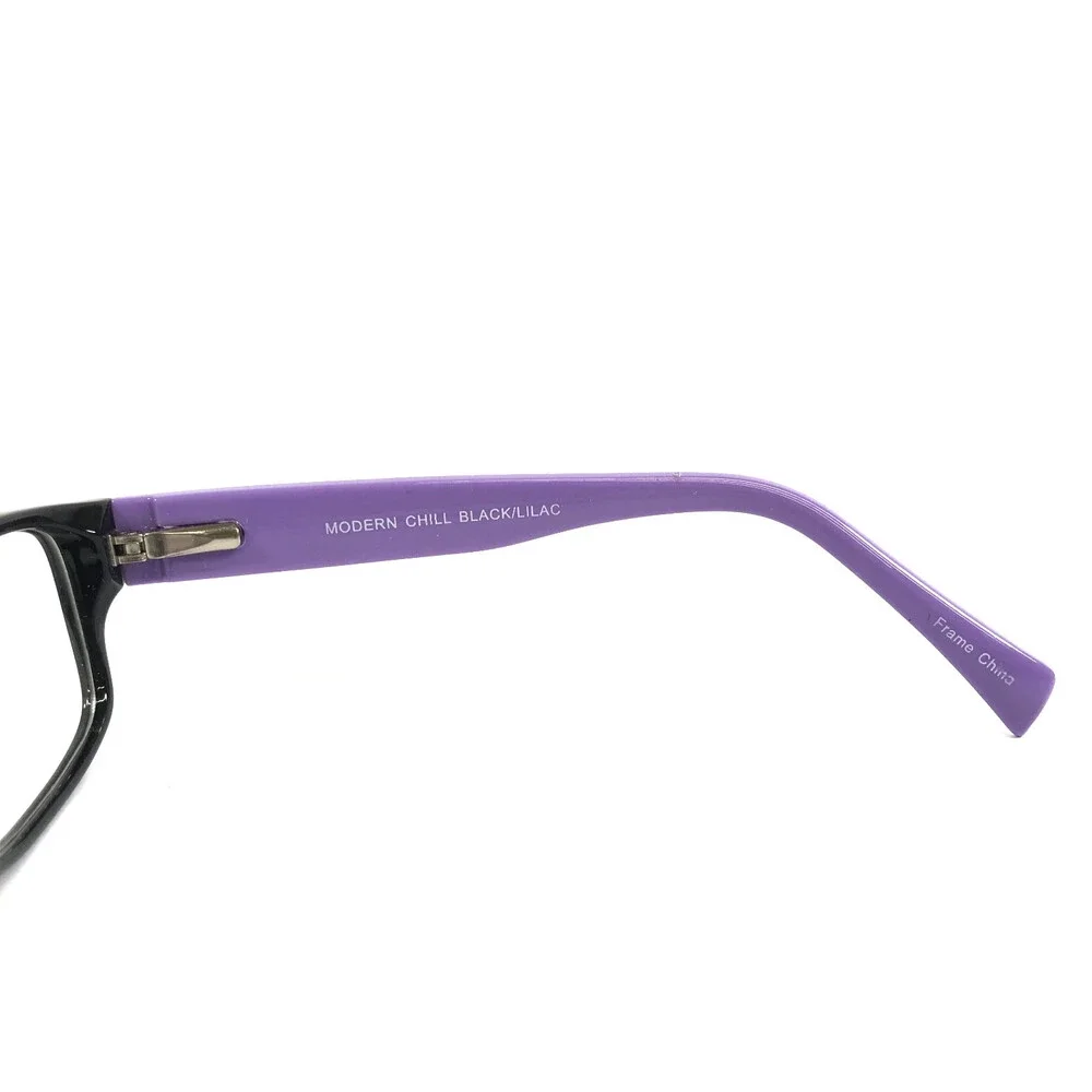 Modern Eyeglasses Frames CHILL BLACK/LILAC Rectangle Full Rim 51-17-140